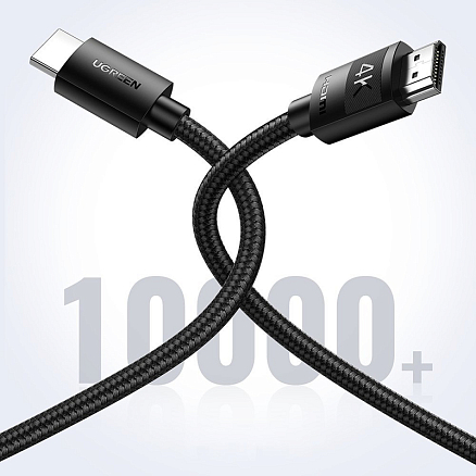 Кабель HDMI - HDMI (папа - папа) длина 1 м версия 2.0 4K 60Hz плетеный Ugreen HD119 черный