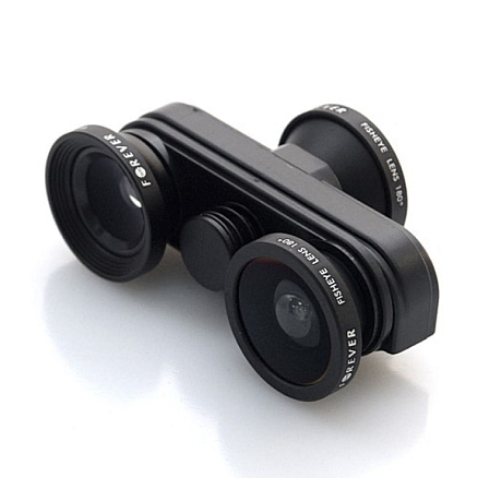 Объектив для iPhone 5, 5S, SE Forever SL-210 4-в-1: 2хFisheye, Wide-Angle, Macro черный
