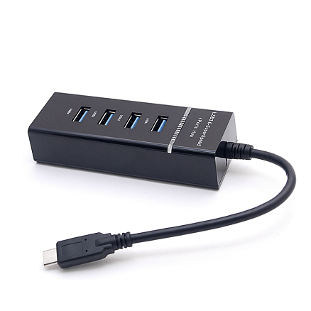 Хаб (разветвитель) Type-C - USB 3.0 (папа - мама) с хабом на 4 порта