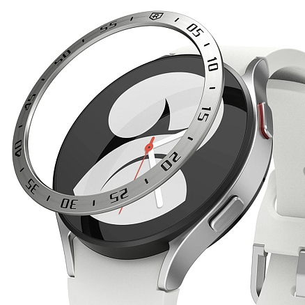 Защитная рамка для Samsung Galaxy Watch 4 44 мм на экран металлическая Ringke серебристая
