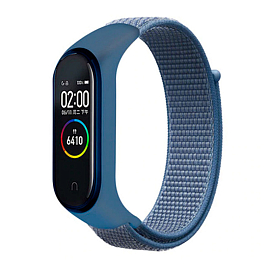 Сменный браслет для Xiaomi Mi Band 4 текстильный Nova Nylon Loop синий