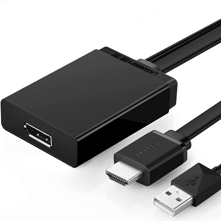 Переходник (преобразователь) HDMI, USB 2.0 - DisplayPort (папа, папа - мама) длина 0.5 м Ugreen MD107 черный