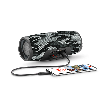 Портативная колонка JBL Charge 4 с защитой от воды и аккумулятором для телефона на 7500мАч камуфляж серый