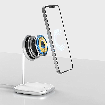 Беспроводная магнитная зарядка MagSafe для iPhone 15W Baseus Swan белая