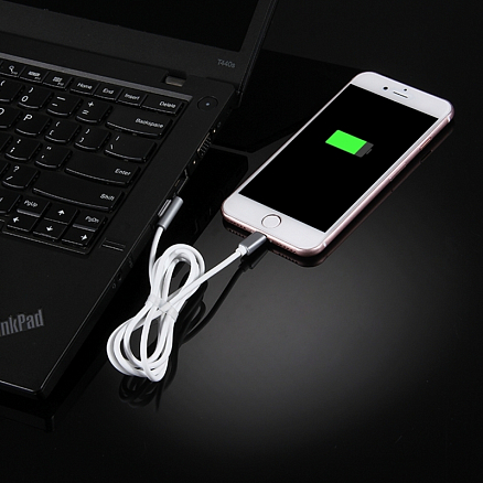 Кабель USB - Lightning для зарядки iPhone с угловым USB 1 м 2.1A Remax Emperor серебристый