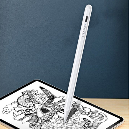 Стилус активный для Apple iPad тонкий 1,2 мм Usams ZB135 белый
