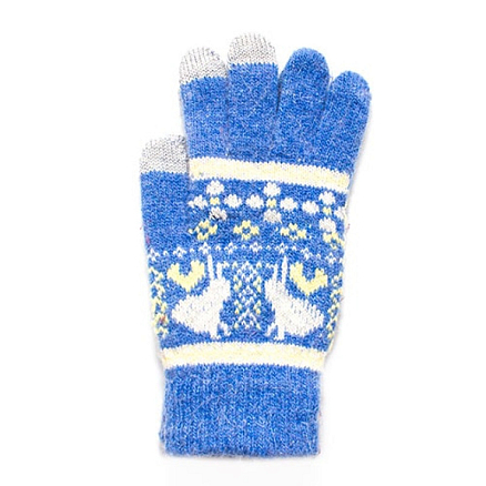 Перчатки трикотажные для емкостных дисплеев Greengo (Польша) N-02 узор зайцы голубые