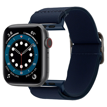 Ремешок-браслет для Apple Watch 42 и 44 мм текстильный Spigen Fit Lite темно-синий