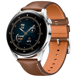 Умные часы Huawei Watch 3 GLL-AL04 с кожаным ремешком коричневые