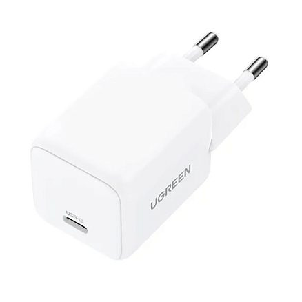 Зарядное устройство сетевое Type-C 20W Ugreen X512 Mini GaN (быстрая зарядка PD, QC) белое