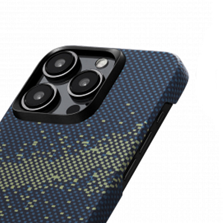 Чехол для iPhone 15 Pro Max кевларовый тонкий Pitaka MagEZ 4 StarPeak сине-желтый