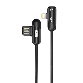 Кабель USB - Lightning для зарядки iPhone с аудиовходом Lightning 1 м 2.4А XO NB38 черный
