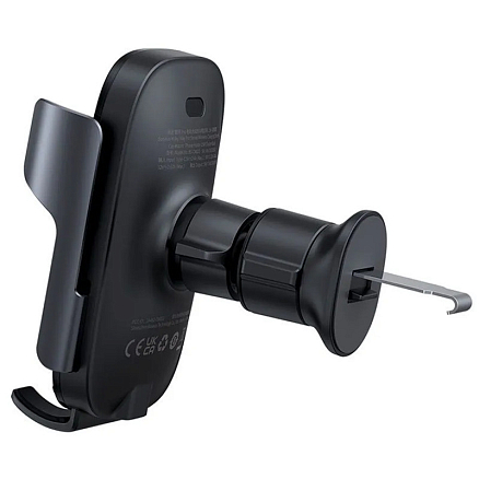 Держатель автомобильный в решетку обдува с беспроводной зарядкой (быстрая) и автоматическим зажимом Baseus Milky Way Pro BS-CM023 черный
