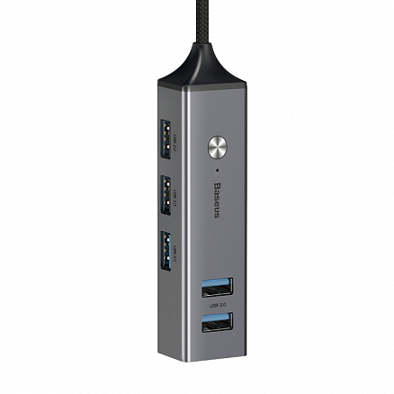 USB 3.0 HUB (разветвитель) на 3 порта USB 3.0 и 2 порта USB 2.0 Baseus Cube серый