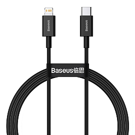 Кабель Type-C - Lightning для зарядки 1 м 20W Baseus Superior (быстрая зарядка PD) черный