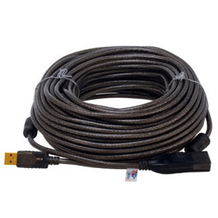 Кабель-удлинитель USB 2.0 (папа - мама) активный длина 25 м Dtech DT-5042 с питанием и ферритами