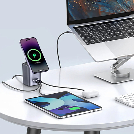 Зарядная станция 4-в-1 GaN c Magsafe, 2 х Type-C и 1 x USB (быстрая зарядка PD, QC) 100W Ugreen CD342-15076