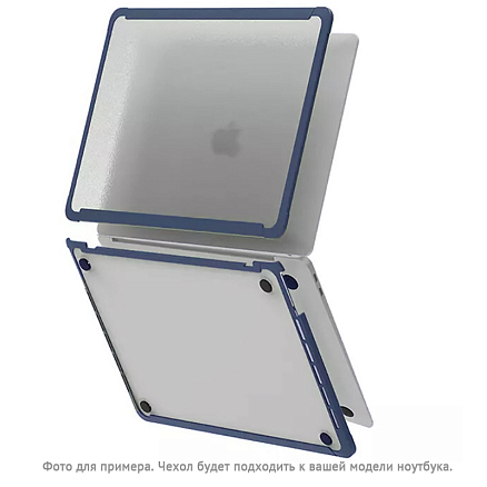 Чехол для Apple MacBook Air 13 (2018-2019) A1932, (2020) А2179, M1 (2020) A2337 гибридный WiWU iShield TPU Frame прозрачно-синий