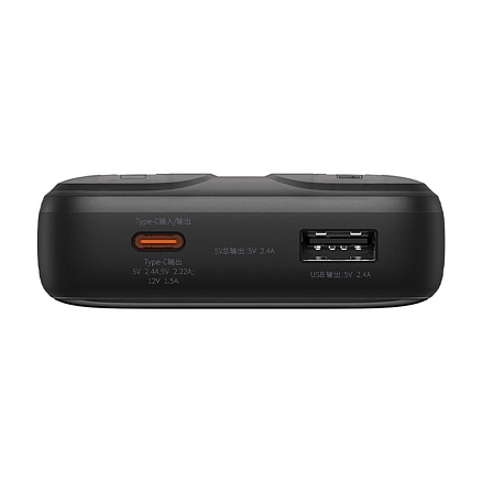 Внешний аккумулятор Baseus Comet Digital с встроенным кабелем 2хType-C 20000мАч (USB, Type-C, быстрая зарядка PD, QC, ток 2.4А, 22.5Вт) черный