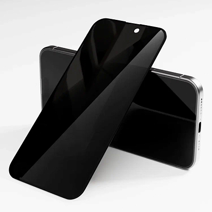 Защитное стекло для iPhone 16 Pro на весь экран противоударное VLP Privacy 2.5D с защитой от подглядывания черное