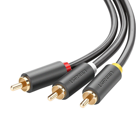 Кабель 3RCA - 3RCA тюльпаны (папа - папа) 1,5 м Ugreen AV105