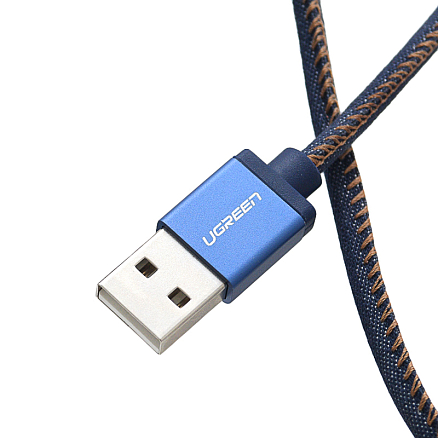 Кабель USB - Lightning для зарядки iPhone 0,5 м 2.4А MFi джинсовый Ugreen US247 синий