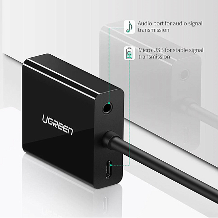 Преобразователь VGA + Audio - HDMI (папа - мама) с питанием MicroUSB Ugreen CM269 черный