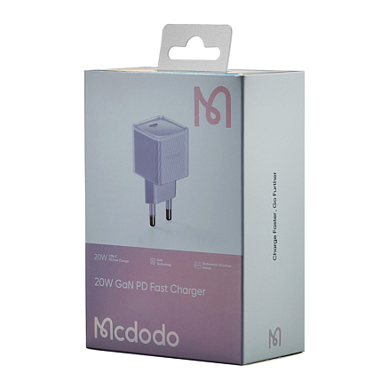 Зарядное устройство сетевое Type-C 20W McDodo CH-3773 GaN (быстрая зарядка PD) фиолетовое