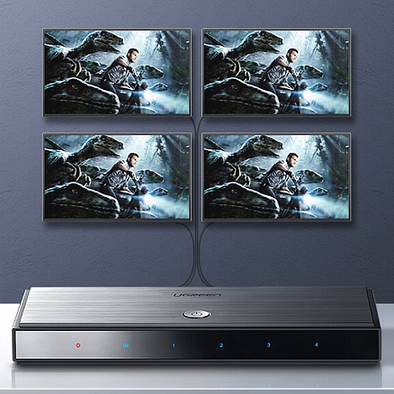 HDMI Splitter (разветвитель) на 4 порта (1 HDMI вход на 4 HDMI выхода) Ugreen CM187 черный