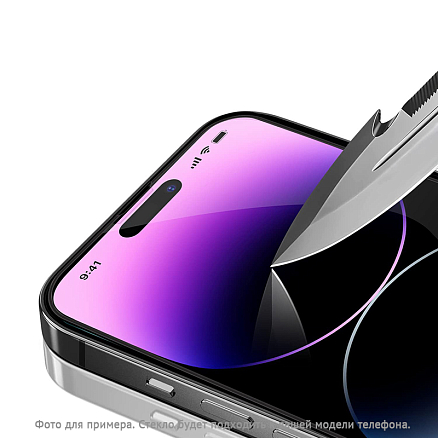 Защитное стекло для iPhone 16 Pro на весь экран противоударное Tempered Glass 3D черное