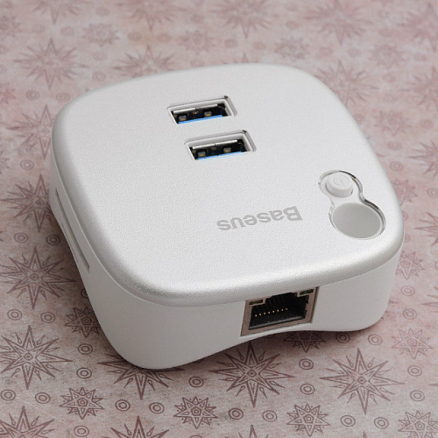 USB 3.0 HUB (разветвитель) на 2 порта, Ethernet, картридер SD и MicroSD Baseus HR35 серебристый