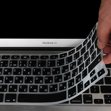 Накладка на клавиатуру защитная для Apple MacBook Air 13 A1466, A1369, Pro 13 A1278, Pro 15 A1260, A1226, A1211 EU (русские буквы) черная
