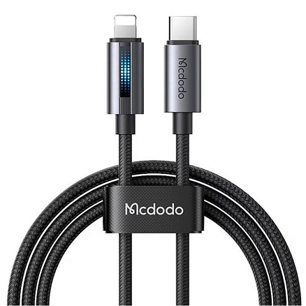 Кабель Type-C - Lightning для зарядки 1,2 м 3А 36W плетеный McDodo CA-5710 (быстрая зарядка PD) черный