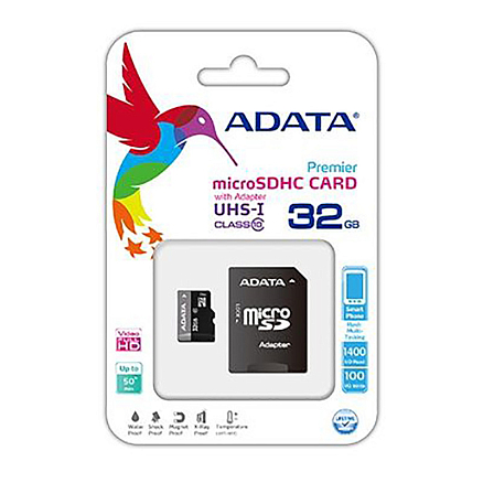 Карта памяти ADATA Premier MicroSDHC 32Gb UHS-I U1 100 Мб/с Class 10 с адаптером SD
