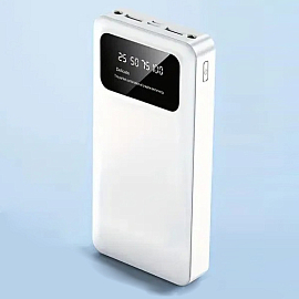 Внешний аккумулятор T106 с дисплеем 20000мАч (2 x USB, Type-C, microUSB) белый