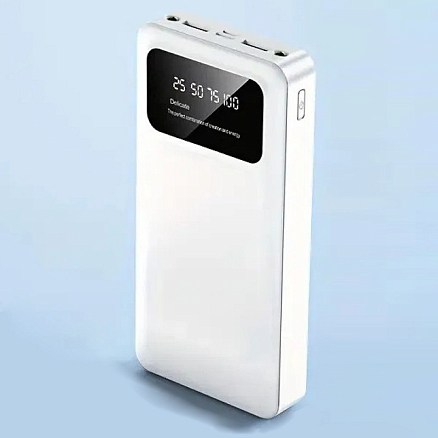 Внешний аккумулятор T106 с дисплеем 20000мАч (2 x USB, Type-C, microUSB) белый