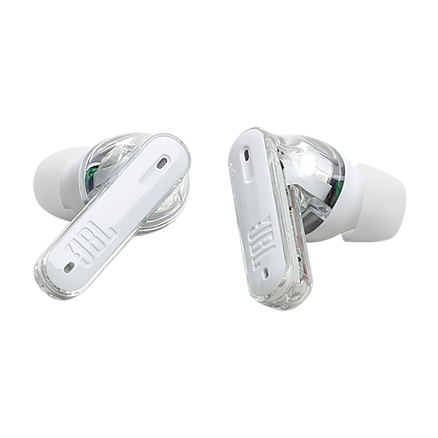 Наушники TWS беспроводные JBL Tune Beam Ghost вакуумные с микрофоном прозрачно-белые