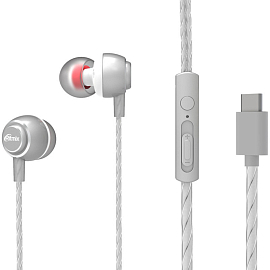 Наушники Ritmix RH-150MC вакуумные с микрофоном и пультом серебристые