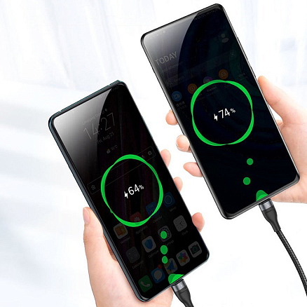 Кабель USB - Lightning, MicroUSB, Type-C 1,2 м 5A 66W плетеный Baseus Flash (быстрая зарядка) черный 