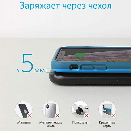 Беспроводная зарядка для телефона 10W Anker PowerWave Pad (быстрая зарядка) черная