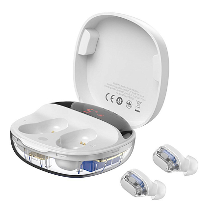 Наушники TWS беспроводные Bluetooth Baseus Encok WM01 Plus вакуумные с микрофоном белые