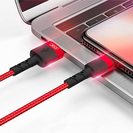 Кабель USB - Lightning для зарядки iPhone 0,25 м 2.1А XO NB117 красный