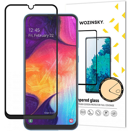 Защитное стекло для Samsung Galaxy A50, A30, A30s на весь экран противоударное Wozinsky Full Glue черное