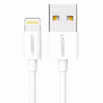 Кабель USB - Lightning для зарядки iPhone 0,5 м 2.4A MFi Ugreen US155 (быстрая зарядка) белый