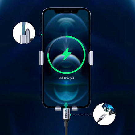 Держатель автомобильный в решетку обдува с гравитационным зажимом Ugreen LP274 серый