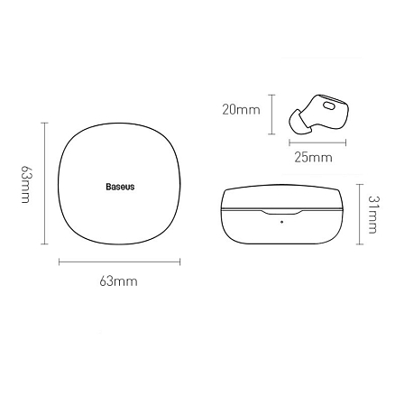 Наушники TWS беспроводные Bluetooth Baseus Encok WM01 Plus вакуумные с микрофоном белые
