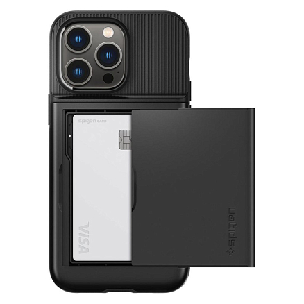 Чехол для iPhone 14 Pro гибридный со слотом для карты Spigen Slim Armor CS черный