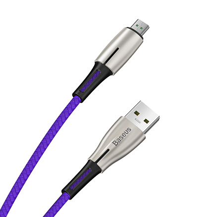 Кабель USB - MicroUSB для зарядки 1 м 4А плетеный Baseus Waterdrop (быстрая зарядка) фиолетовый