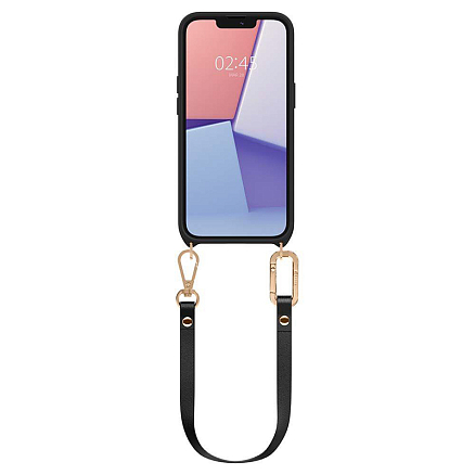 Чехол для iPhone 13 кожаный с ремешком Spigen Cyrill Classic Charm черный