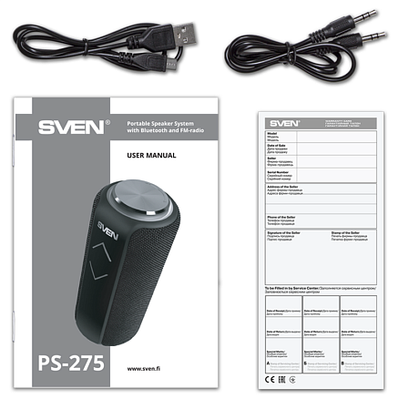 Портативная колонка Sven PS-275 с защитой от воды, подсветкой, FM-радио, USB и поддержкой MicroSD карт черная